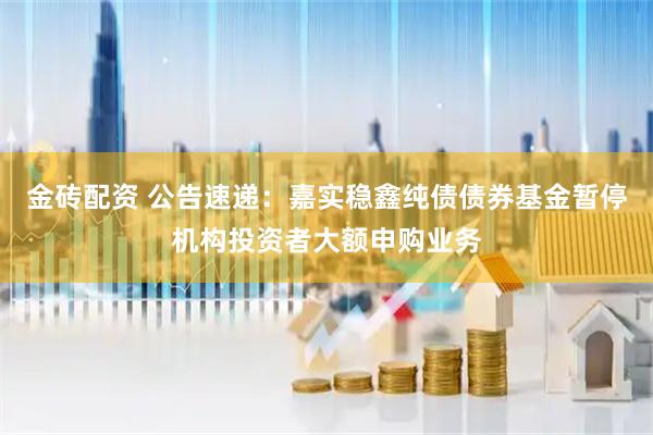 金砖配资 公告速递：嘉实稳鑫纯债债券基金暂停机构投资者大额申购业务