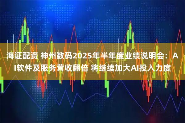 海证配资 神州数码2025年半年度业绩说明会：AI软件及服务营收翻倍 将继续加大AI投入力度
